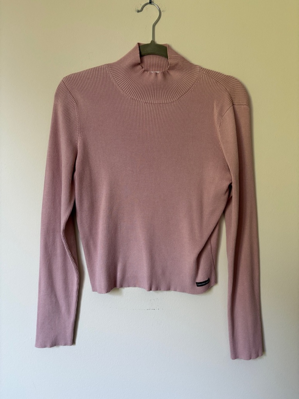 Calvin Klein Jeans Ribbed Mock Neck Top - Rose Pink